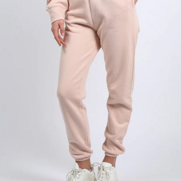 Brunette The Label Pants - NWT Brunette the Label x That's So Savage Peach Cream Fleece Jogger Pant…